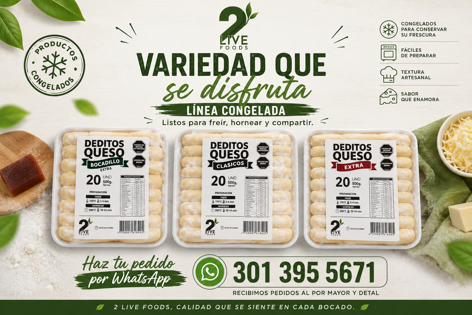 Deditos de queso congelados 2 Live Foods